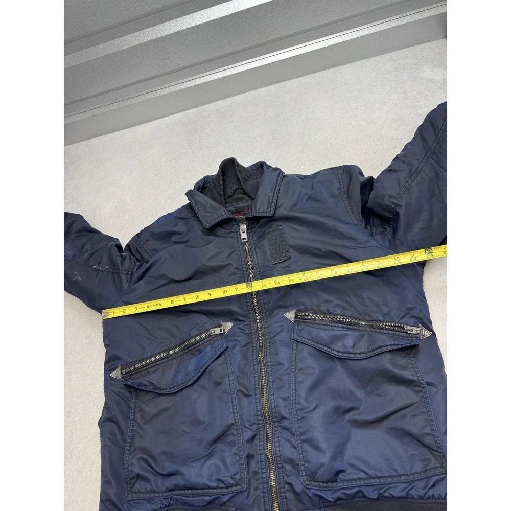 Superdry Jacket Mens 2XL Blue Nylon Bomber Union Jack Zip Pockets M50072NP